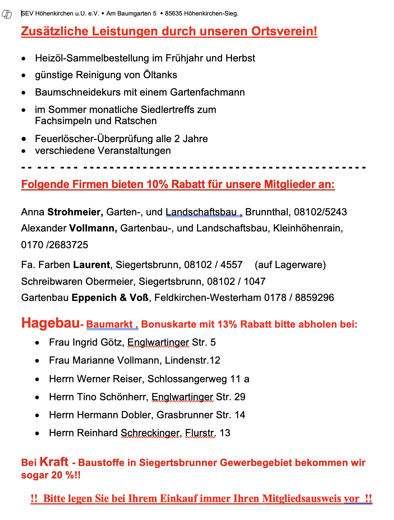 Zusatzleistungen